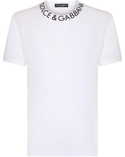 Dolce & Gabbana Rundhals-T-Shirt mit Print "" - Weiß