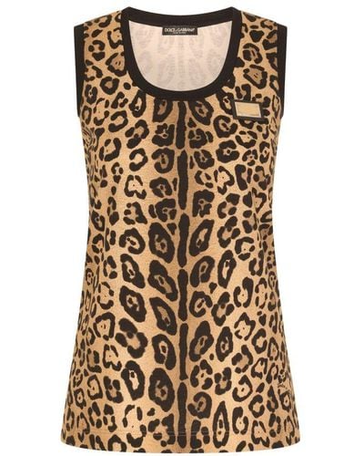 Dolce & Gabbana Leopard-Print Jersey Tank Top - Multicolour