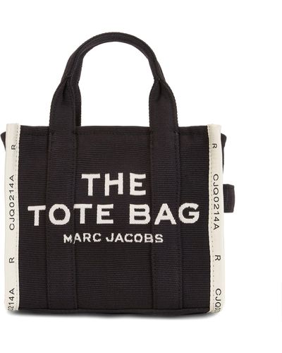 Marc Jacobs Damen der Jacquard Small Traveller Black Tote Tasche in Schwarz