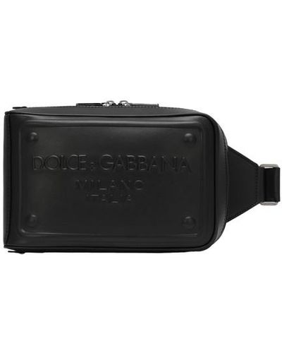 Dolce & Gabbana Calfskin Belt Bag With Raised Logo - Black