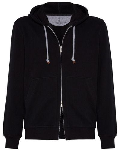 Brunello Cucinelli Hooded Zip-Up Sweatshirt - Black