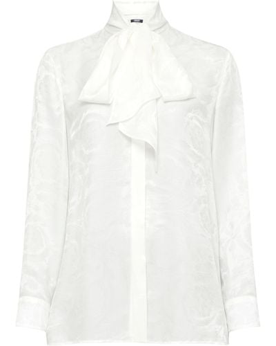 Versace Informelles Jacquard-Hemd Baroque aus Seide-Viskose-Mix - Weiß