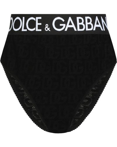 Dolce & Gabbana Slip mit hoher Taille aus Jacquard-Tüll - Schwarz