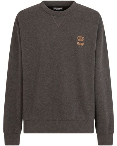 Dolce & Gabbana Sweat en jersey avec logo brodé - Gris