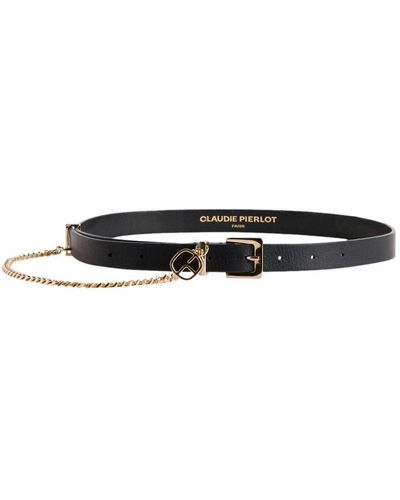Claudie Pierlot Leather Belt With Chain - Black