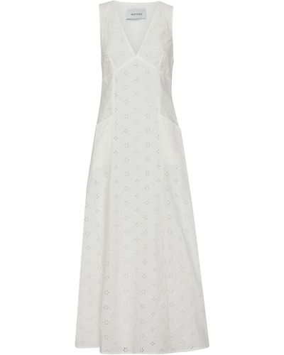 Matteau Kleid mit tiefem Ausschnitt Broderie - Weiß
