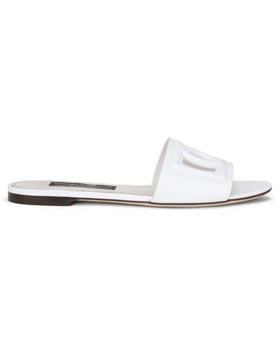 Dolce & Gabbana Mules en cuir a logo - Blanc