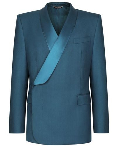 Dolce & Gabbana Double-breasted Wool Sicilia-fit Tuxedo Jacket - Blue
