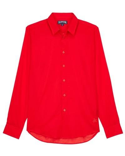 Vilebrequin Unisex Cotton Voile Shirt Solid - Red