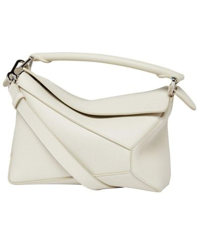 Loewe Luxury Small Puzzle Bag In Soft Grained Calfskin For - White