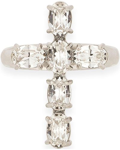 Dolce & Gabbana Ring mit Strassstein-Kreuz - Weiß