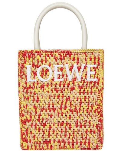 Loewe Standard A5 Tote Bag In Raffia - Orange