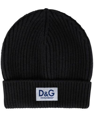 Dolce & Gabbana Knit Cashmere Hat With D & G Patch - Yellow
