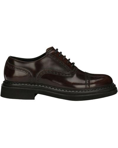 Dolce & Gabbana Brushed Calf Leather Oxford Shoes - Black