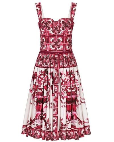 Dolce & Gabbana Bustier Midi Dress - Red