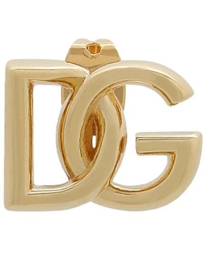 Dolce & Gabbana Boucle d'oreille unique avec logo - Métallisé