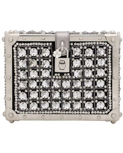 Dolce & Gabbana Embroidered Jacquard Dolce Box Bag - Black