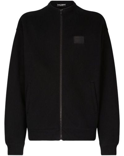 Dolce & Gabbana Zip-up Sweatshirt With High Neck - Black