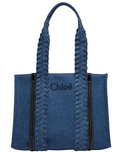 Chloé Woody Medium Tote Bag - Blue