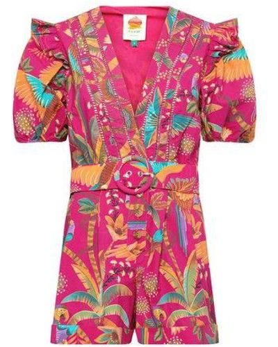 FARM Rio Macaw Party Patterned Playsuit - Pink
