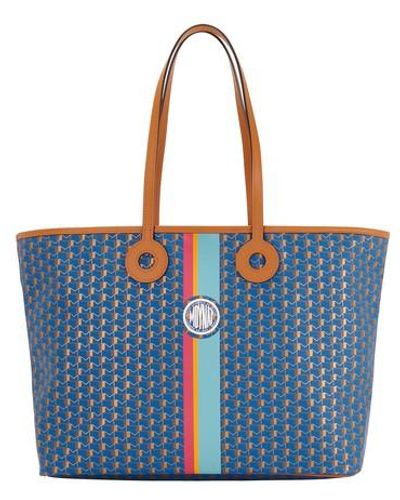 Moynat Paris - Duo Tote Bag Horizontal Handbag - Blue or Grey - in Leather - Luxury