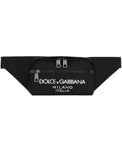 Dolce & Gabbana Small Belt Bag With Rubberized Logo - Black