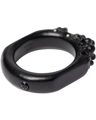 Ann Demeulemeester Hubertine Ring With Small Stones - Black