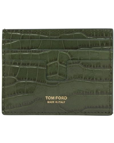 Tom Ford Printed Croc T Line Cardholder - Green