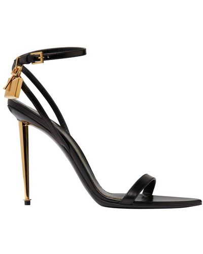 Tom Ford Naked 105 Leather Point-toe Ankle-strap Sandals - Black