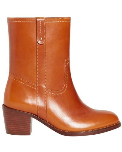Vanessa Bruno Vegetable-tanned Leather Ankle Boots - Brown
