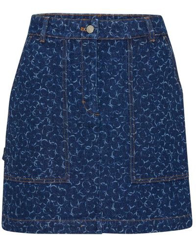 Maison Kitsuné Short Denim Skirt - Blue