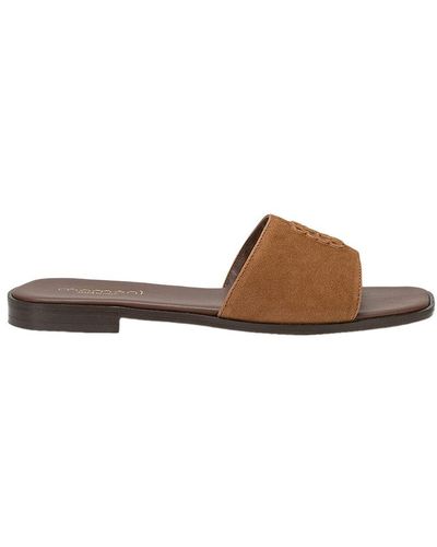 Momoní Flat Tuccia Leather Slides - Brown