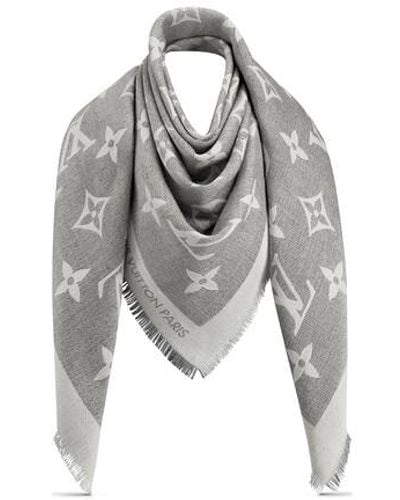 Louis Vuitton charcoal gray shine shawl scarf, pink and gray