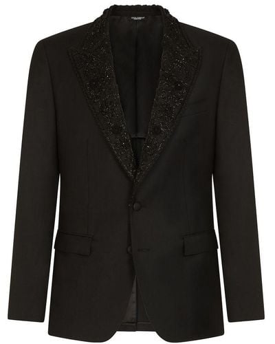 Dolce & Gabbana Wool Taormina-Fit Tuxedo Jacket - Black