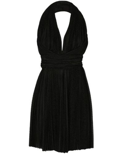 Dolce & Gabbana Short Pleated Lurex Mesh Dress - Black