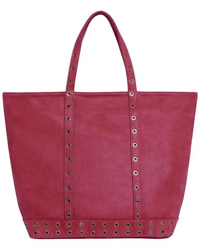 Vanessa Bruno Suede Leather L Cabas Tote Bag - Red