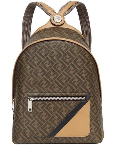 Fendi Chiodo Diagonal Backpack - Brown