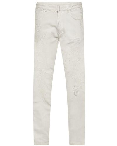 Givenchy Slift Fit Jeans In Destroyed Denim - Gray