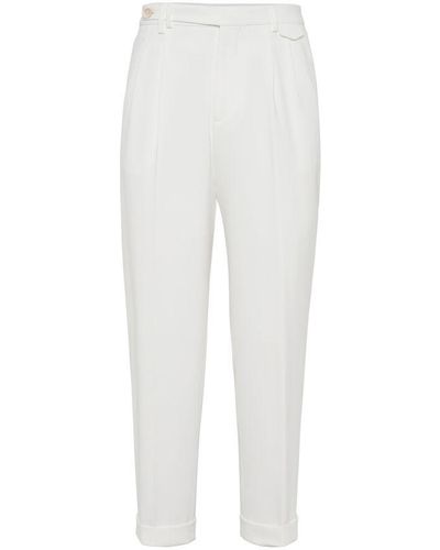 Brunello Cucinelli Leisure Fit Trousers With Double Pleats - White