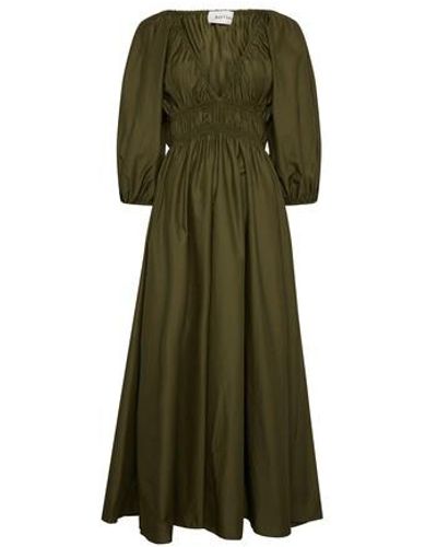 Matteau Shirred Plunge Dress - Green