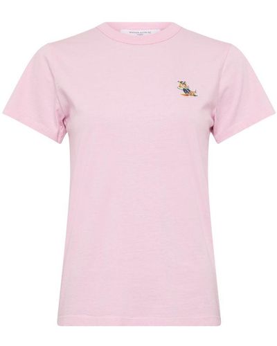 Maison Kitsuné Double Fox Head Patch Cropped T-shirt - Pink