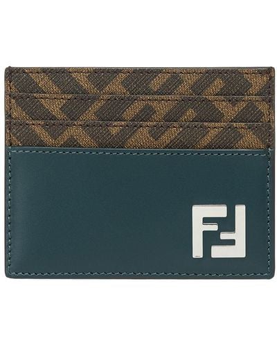 Fendi Ff Squared Card Holder - Green