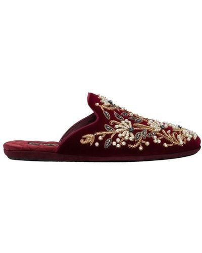 Dolce & Gabbana Velvet Slippers - Red