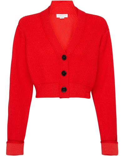 Victoria Beckham Crop-Cardigan mit V-Ausschnitt - Rot