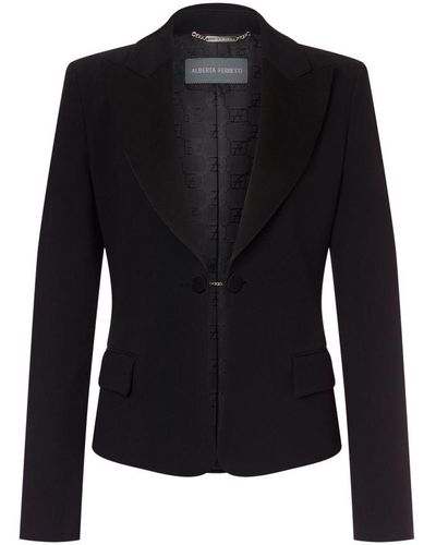 Alberta Ferretti Enver Satin Tuxedo Jacket - Black
