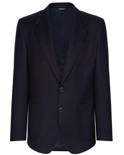 Dolce & Gabbana Single-Breasted Stretch Wool Tricotine Jacket - Blue