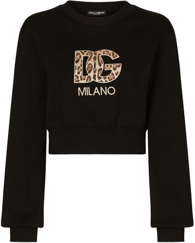 Dolce & Gabbana Kurzes Sweatshirt mit Stickerei - Schwarz