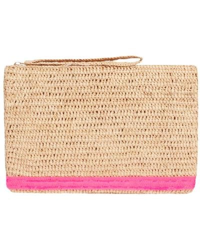 Vanessa Bruno Raffia And Sequins Clutch - Pink