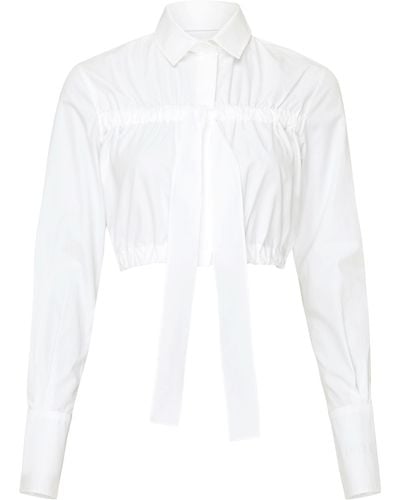 Patou Crop-Hemd mit Schleife - Weiß