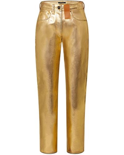 Louis Vuitton Goldfarbene, gerade geschnittene Jeans - Gelb
